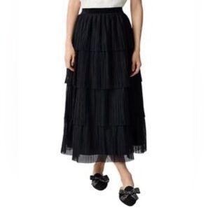J. Crew Black Tiered Maxi Skirt